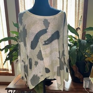 POL Artistic Green and Gray Off-the-Shoulder Sweater